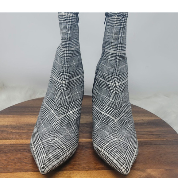 Jeffery Campbell Gray/Black Plaid Sport Boot Heel 3" Women 11